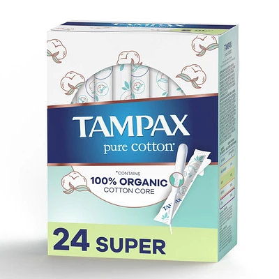 Tampons Tampax Pure Cotton, avec centre fait à 100 % de coton biologique, degré d’absorption super