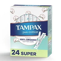 Tampons Tampax Pure Cotton, avec centre fait à 100 % de coton biologique, degré d’absorption super