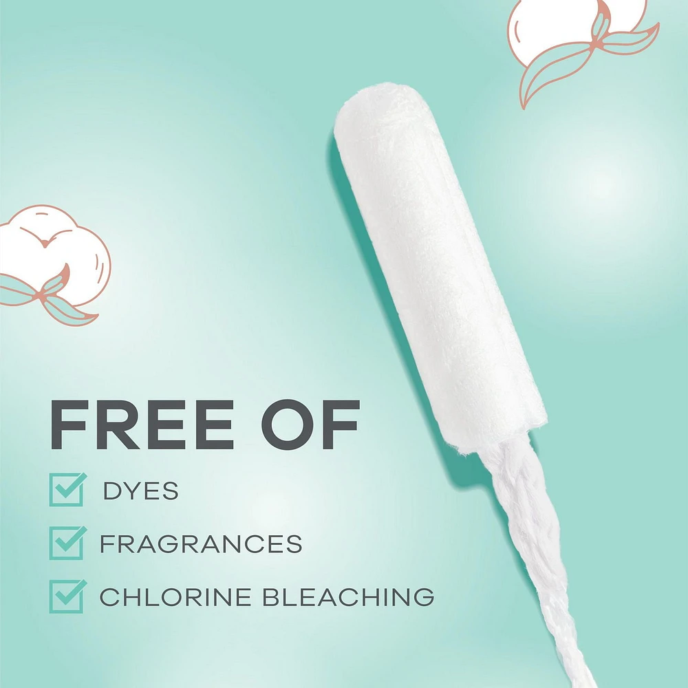 Tampons Tampax Pure Cotton, avec centre fait à 100 % de coton biologique, emballage duo, degré d’absorption régulier/super 22 u, non parfumés