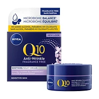 NIVEA Q10 Anti-Wrinkle Fragrance Free Soothing Night Cream | Anti-wrinkle face cream for sensitive skin, 50 mL jar