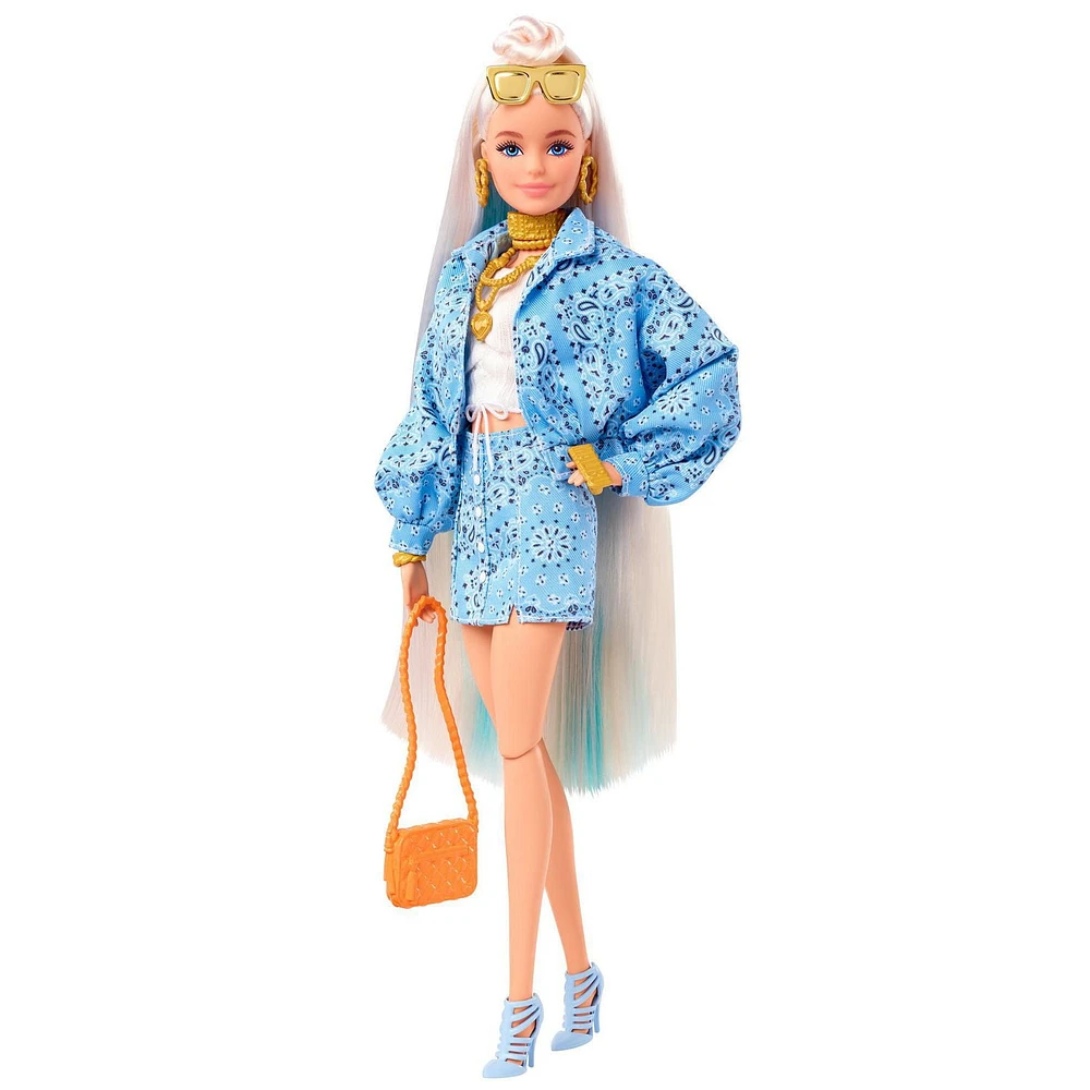 Barbie Extra Doll  #16 - Blue Paisley-Print Skirt & Jacket,