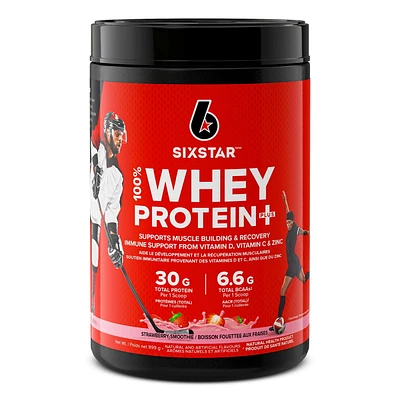 Six Star 100% Whey Protein Plus, Whey Protein Powder, Whey Protein Isolate & Peptides, Lean Protein Powder for Muscle Gain, Whey Isolate Protein Shake, Strawberry, lbs