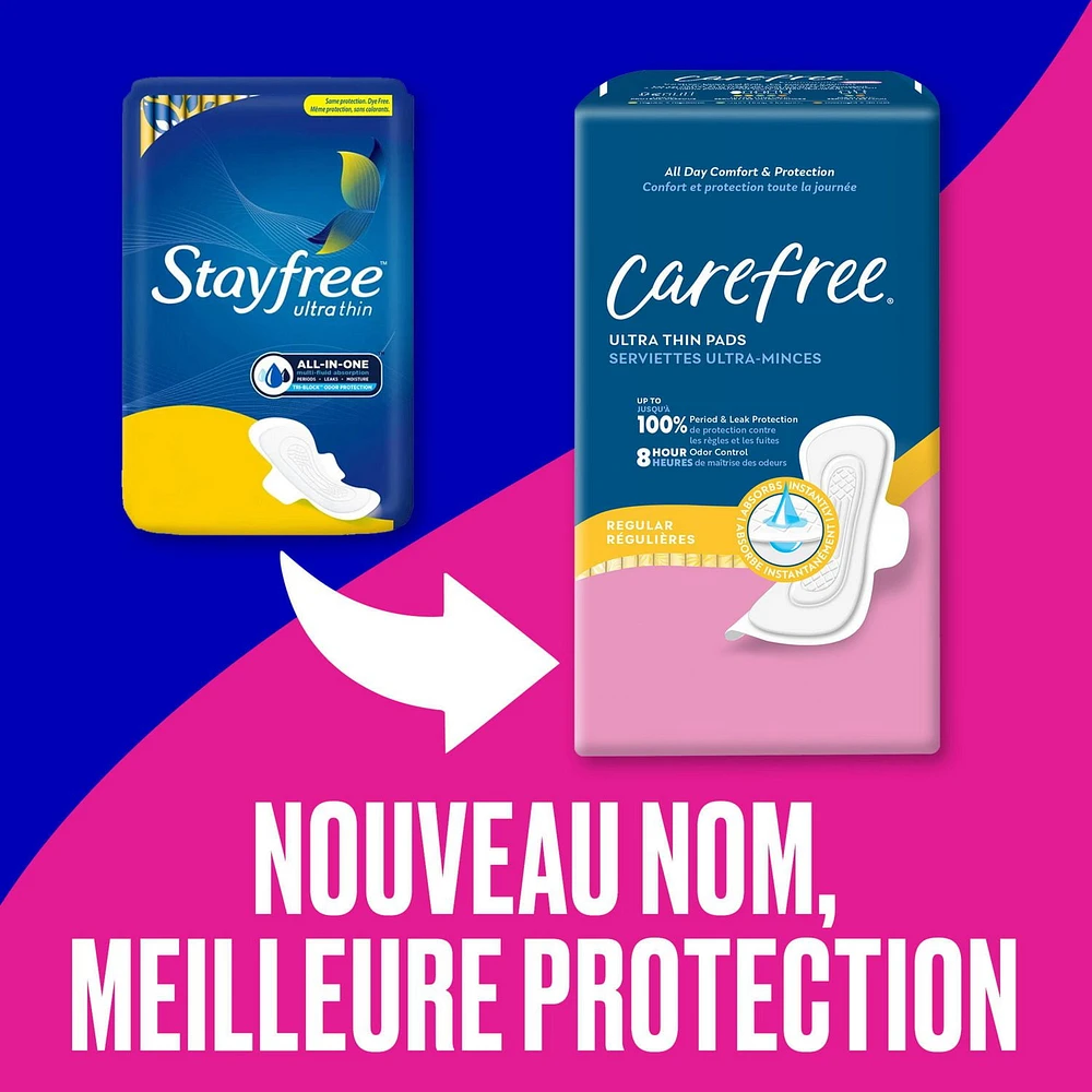 28 serviettes CAREFREEMD ultra-minces avec ailes à absorptivité régulière 28 serviettes