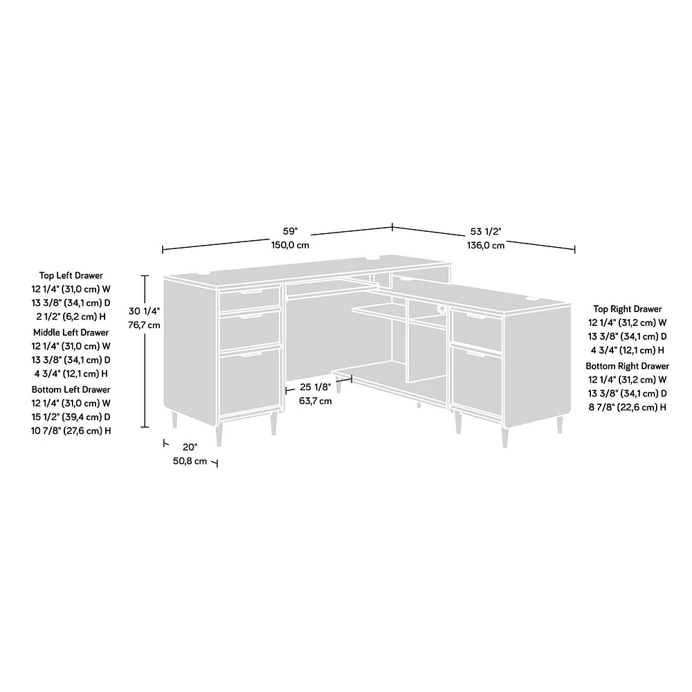 Sauder Clifford Place L-Desk, Natural Maple, 433361