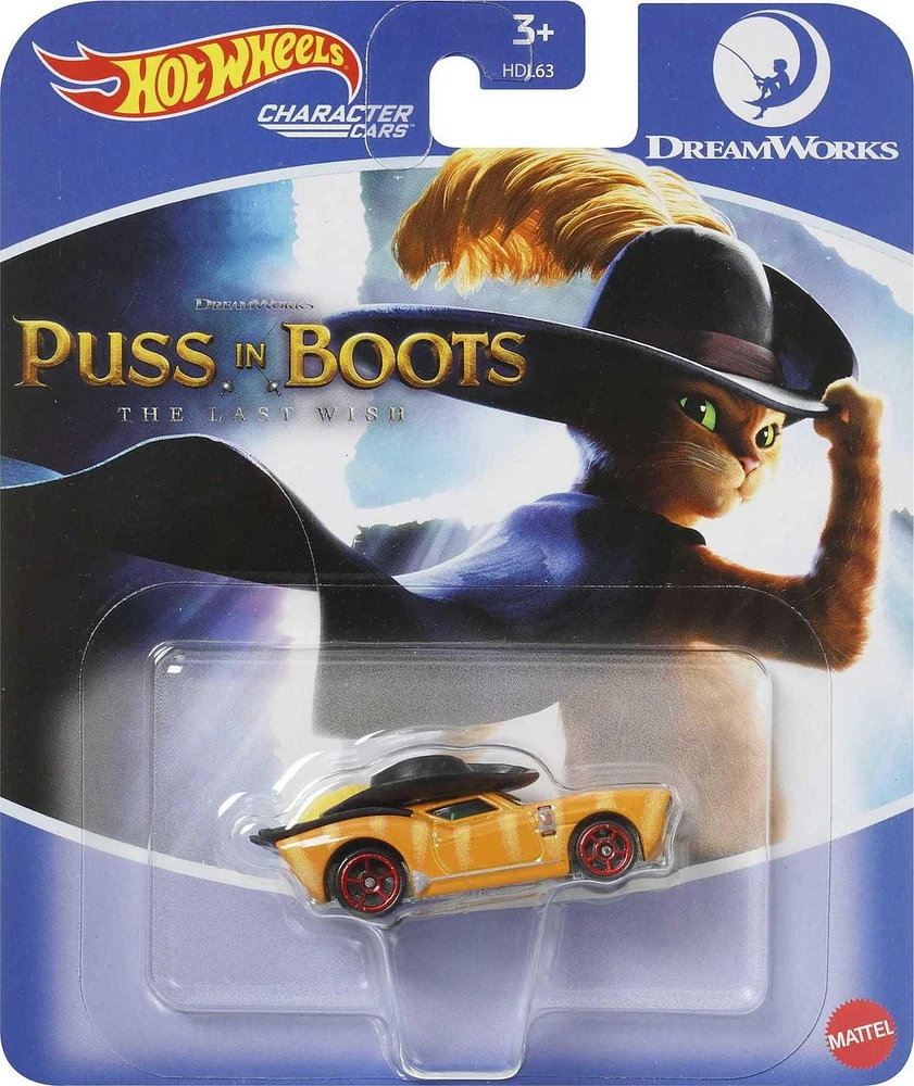 Hot Wheels Puss in Boots Car, Toy Cars, Gift for Kids 3 Years & Older & Collectors