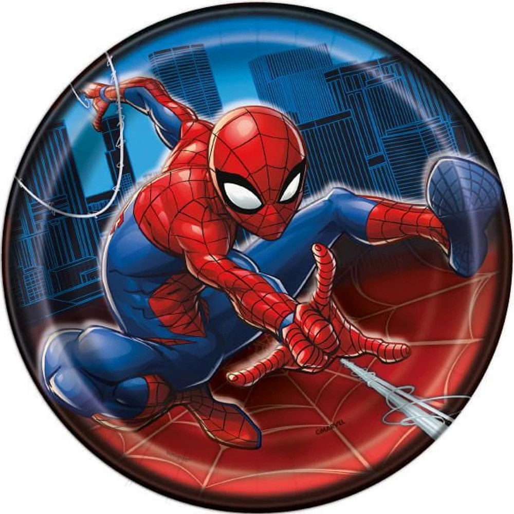 Spider-Man Round 7" Dessert Plates, 8ct, Disposable plates measure 7"