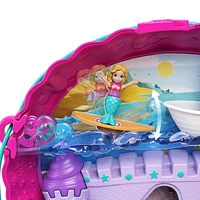 ​Polly Pocket Style & Sparkle Mermaid Pack with 4 Micro Dolls, Seashell Purse Compact, Surf ‘n’ Sandventure Compact, 4 Tiny Takeaways Pieces, 2 Necklaces, Boat, Submarine, 2 Jet Skis, Tiki Bar, 4 Floaties & More