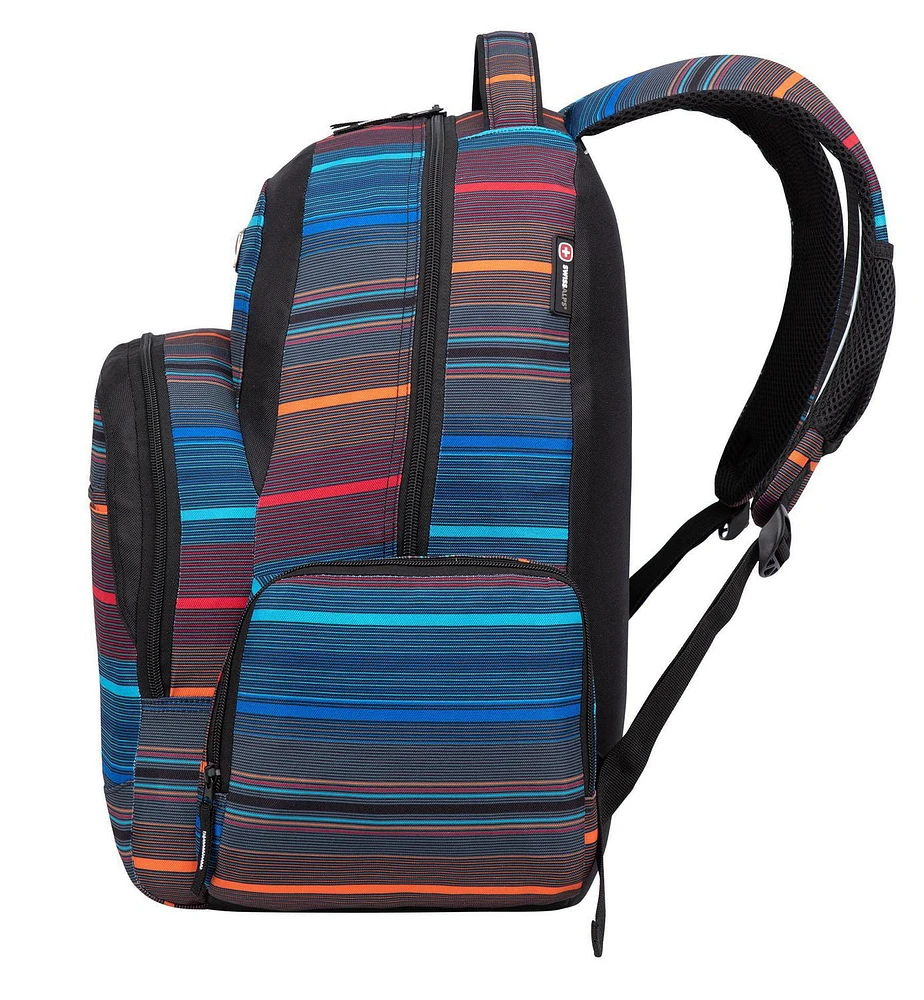 Swiss Alps Rainproof Backpack, Rainproof School Backpack in Multicolour Stripes