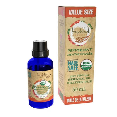 Buhbli Organics - Organic Peppermint Essential Oil, 50ml VALUE SIZE, Organic & 100% Pure - Bottled in Canada