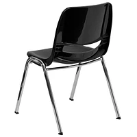 HERCULES Series 440 lb. Capacity Navy Ergonomic Shell Stack Chair with Chrome Frame and 14'' Seat Height