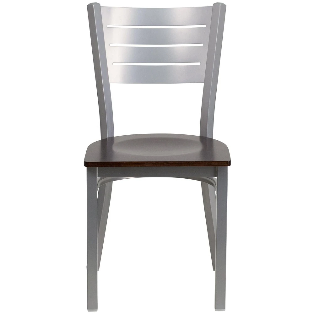 HERCULES Series Silver Slat Back Metal Restaurant Chair