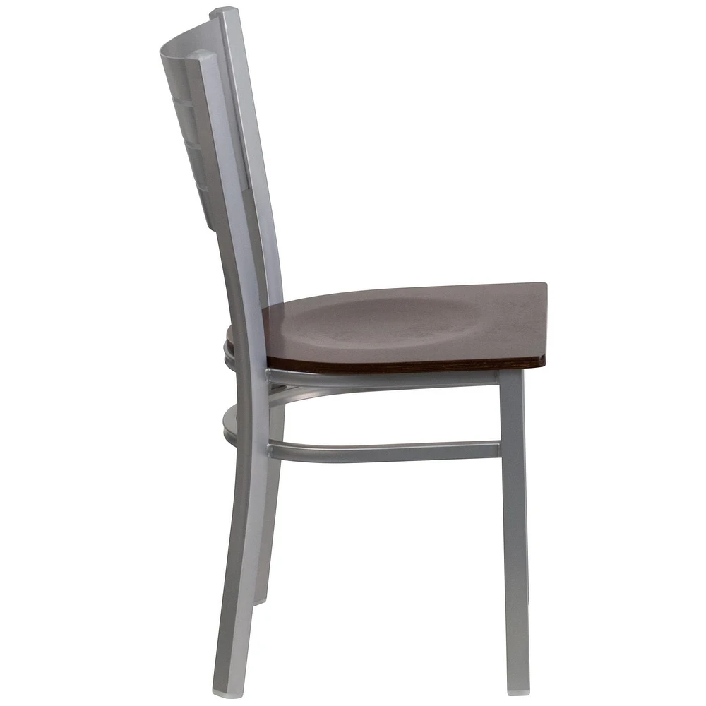 HERCULES Series Silver Slat Back Metal Restaurant Chair