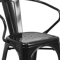 Black Metal Indoor-Outdoor Chair with Arms