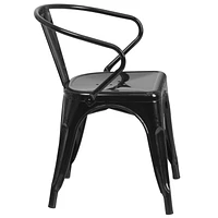 Black Metal Indoor-Outdoor Chair with Arms