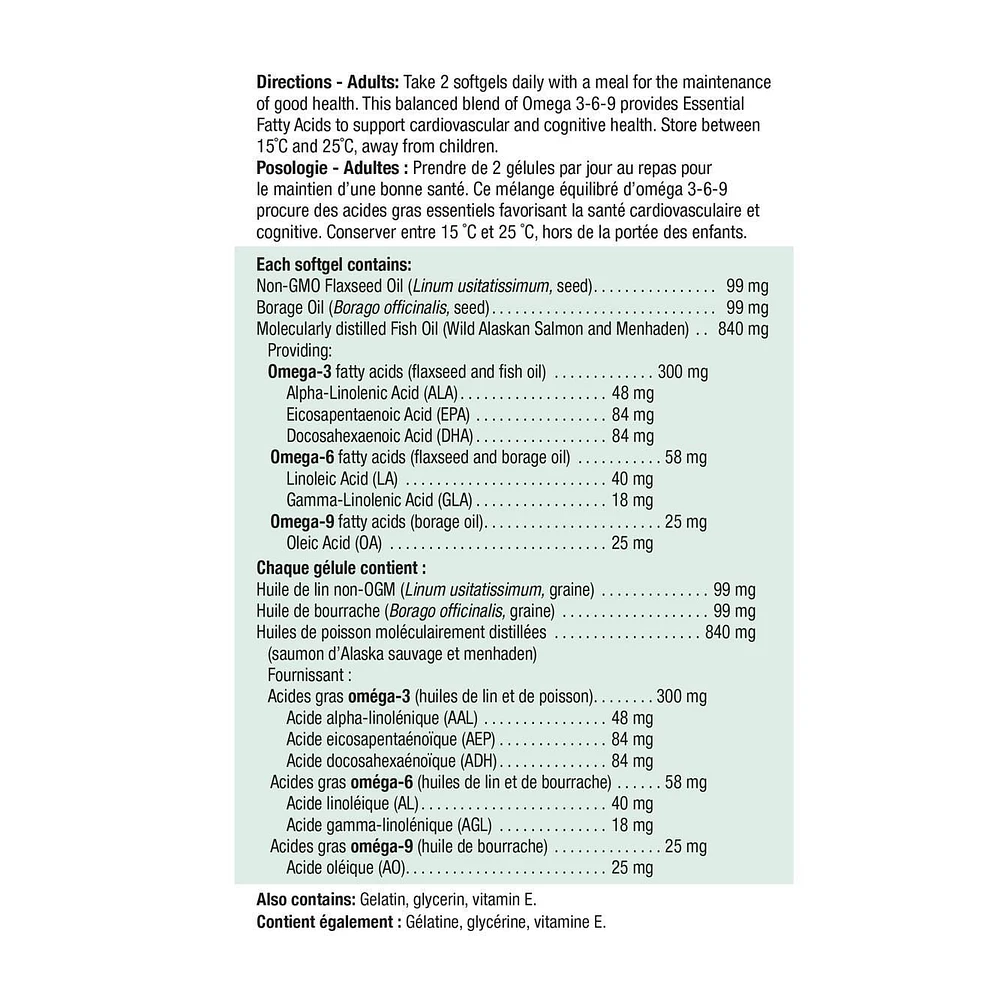 Jamieson Omega 3-6-9 1,200 mg Softgels, 150+50 softgels