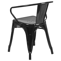 Black Metal Indoor-Outdoor Chair with Arms