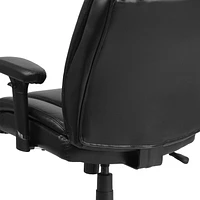 HERCULES Series Big & Tall 400 lb. Rated Black Leather Swivel Task Chair with Adjustable Arms and Chrome Base