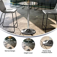 23.5'' Round Adjustable Height Glass Table (Adjustable Range 33.5'' - 41'')