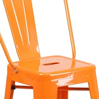 24'' High Orange Metal Indoor-Outdoor Counter Height Stool with Back