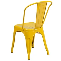 Yellow Metal Indoor-Outdoor Stackable Chair