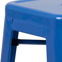 30'' High Backless Blue Metal Indoor-Outdoor Barstool with Square Seat