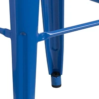 30'' High Backless Blue Metal Indoor-Outdoor Barstool with Square Seat