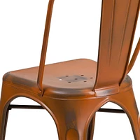 Distressed Copper Metal Indoor-Outdoor Stackable Chair