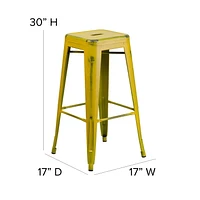 30'' High Backless Distressed Black Metal Indoor-Outdoor Barstool