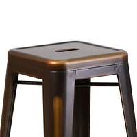 30'' High Backless Distressed Copper Metal Indoor-Outdoor Barstool