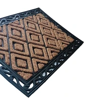 Large Diamond Rubber Coir Door Mat – 24 Inch x 36 Inch, Durable and Stylish Entryway Mat