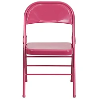 HERCULES COLORBURST Series Shockingly Fuchsia Triple Braced & Double-Hinged Metal Folding Chair