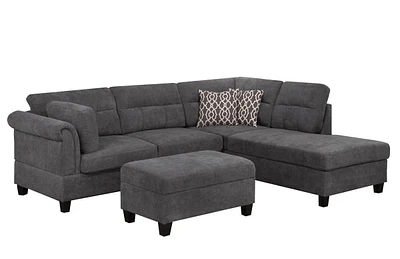 Arlo Sectional with Ottoman, Grey