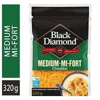 Black Diamond Shredded Cheese Cheddar Medium, 320 g