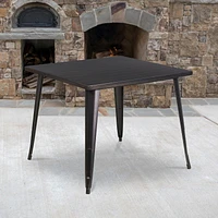 35.5'' Square Blue Metal Indoor-Outdoor Table