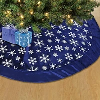 Holiday Time 48 inches Blue Snowflake Velvet Glitter Tree Skirt, 48 inch, Festive