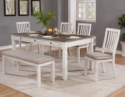 Topline Home Furnishings Antique White 6pc Dining Set