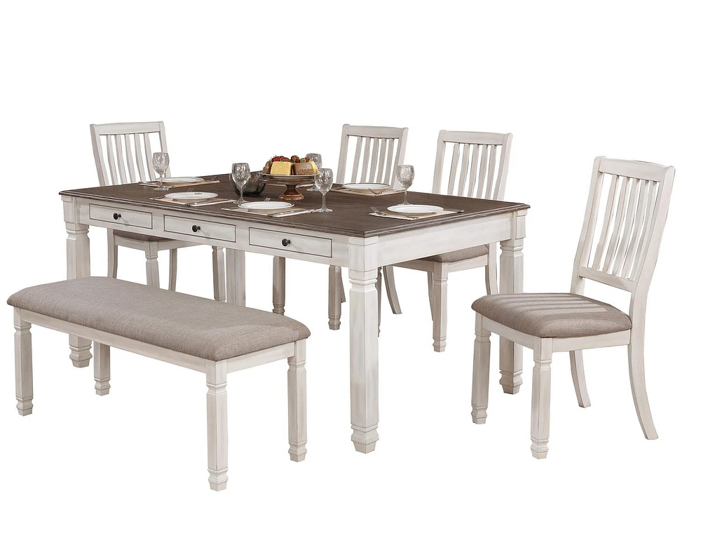 Topline Home Furnishings Antique White 6pc Dining Set