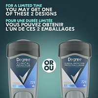 Degree Men Protection Clinique Antisudorifique, Propre Protection contre la transpiration pendant 72 heures 48g