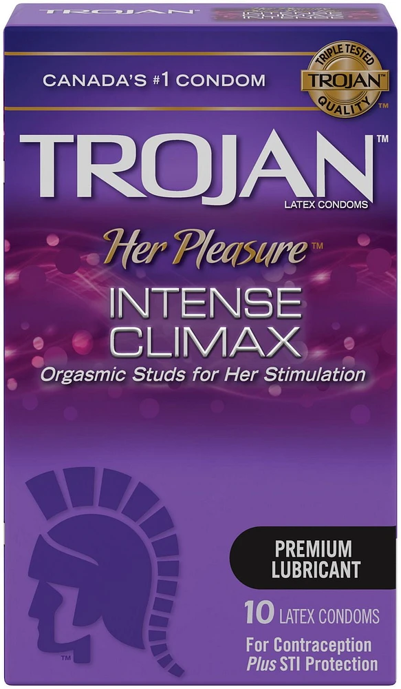 Trojan Her Pleasure Intense Climax Lubricated Condoms, Stimulated Studs