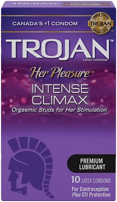 Trojan Her Pleasure Intense Climax Lubricated Condoms, Stimulated Studs