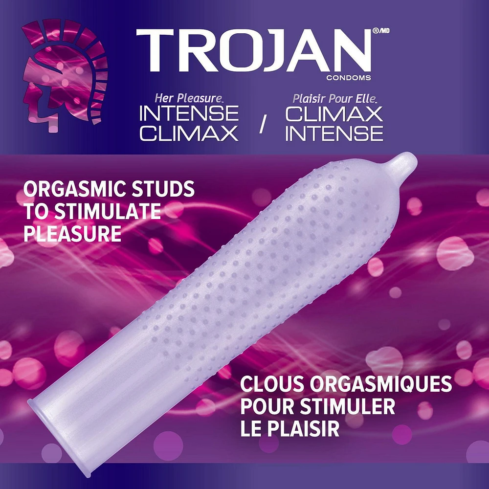 Trojan Her Pleasure Intense Climax Lubricated Condoms, Stimulated Studs