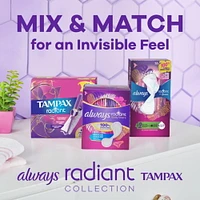 Tampax Radiant Tampons Light Absorbency with BPA-Free Plastic Applicator and LeakGuard Braid, Unscented