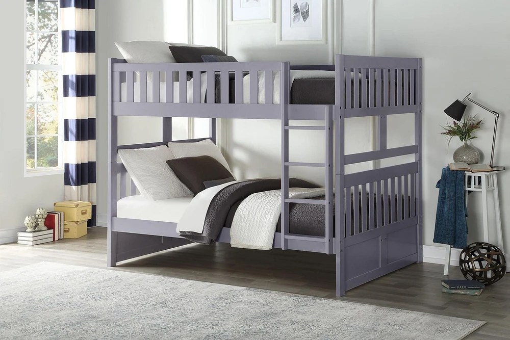 Topline Home Furnishings Grey Full over Full Bunk Bed