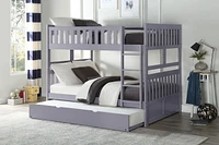 Topline Home Furnishings Grey Full over Full Bunk Bed with Twin Trundle