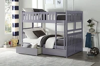 Topline Home Furnishings Grey Full over Full Bunk Bed with Toy Storage.