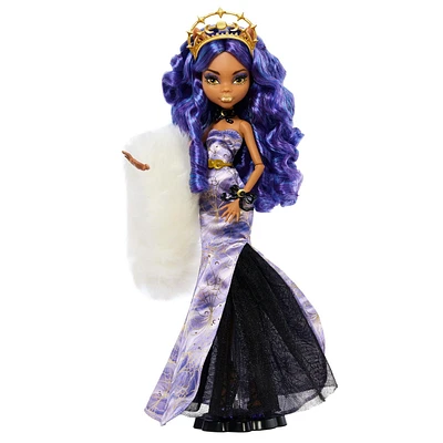 MonsterHigh-Fêtes de fin d’année-Poupée Clawdeen Wolf robe violette