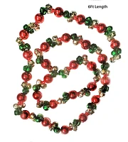 Holiday Time 6 Ft Bell Garland Red Green Gold, Holiday Time 6 Ft Bell Garland