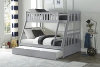 Topline Home Furnishings Grey Twin over Full Bunk Bed with Twin Trundle