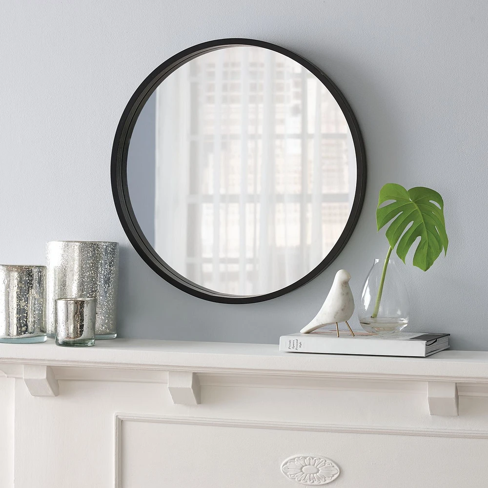 hometrends Black Finish Round Mirror