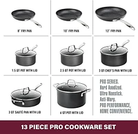 Granitestone 13 Pc Pots and Pans Set Non Stick Cookware Set, Kitchen Cookware Hard Anodized Non Stick Pots and Pans Set with Lids, Dishwasher Safe